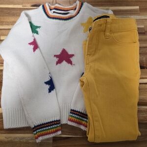 Colorful Star Sweater and Yellow Pants Set